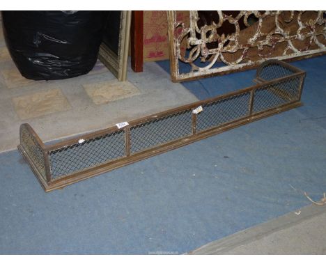 A Victorian brass and iron mesh, low Fireguard, 44" long x 11 1/2" deep.