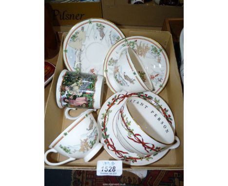 A quantity of china to include: a Royal Worcester "Saturdays Child" mug, a Royal Worcester "Important Person" cup and saucer 