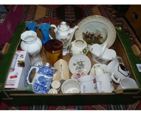 A quantity of china and glass to include: a George Jones & Sons "Abbey" hot water pot, "Aynsley" Snow white and the seven dwa