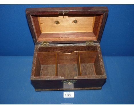 A George II/early George III Mahogany Tea Caddy of typical form with brass escutcheon and carrying handle, unusually with car