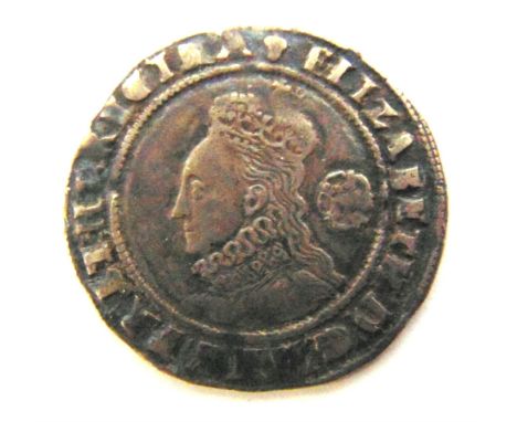 ENGLAND - ELIZABETH I (1558-1603), SIXPENCE, 1574 larger bust portrait, with rose.