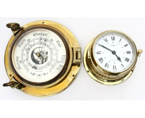 Marine-Chronometer "MARINE-QUARZ", Wempe. Verglastes Messinggehäuse. Quarzwerk (Funktion nicht geprüft, da Batterie zu erneue