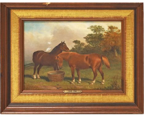 Cole, G. M. (England, 19./20. Jh.) Pferde auf der Weide. Öl/Holztafel (Kratzer), li. u. sign. 23x 30 cm. R.