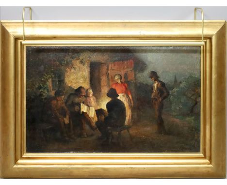 Richter (19. Jh.) Musizierende Bauern. Öl/Platte (l. Altersspuren), re. u. sign., recto Stillleben. Ca. 44x 72 cm. R. 
