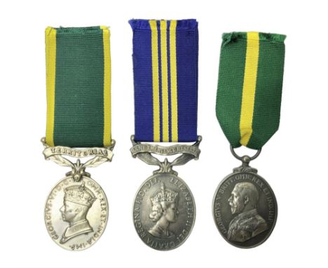 Territorial Efficiency Medal awarded to 2036048 Spr F.A. Furnell R.E.; Territorial Force Efficiency Medal; and Army Emergency