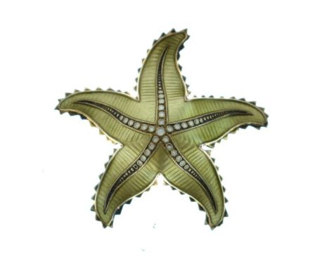 White metal and enamel starfish design brooch by Ivar T. Holth, stamped 925 Sterling Norway   Condition: 