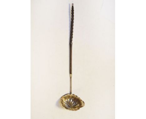 Antique white metal toddy ladle having barley twist handle   Condition: 