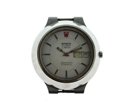 Omega - f300 Seamaster Chronometer watch head, the signed silvered dial with day and date, luminous filled hands, red centre 