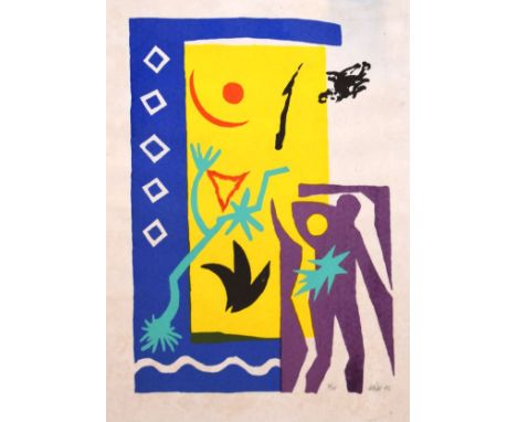 Olle Kaks - Limited edition coloured lithograph No.4/75, signed and dated '82, framed and glazed, 46cm x 62cm   Condition: 