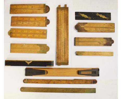 Collection of vintage boxwood folding rules, other boxwood rules etc   Condition: 