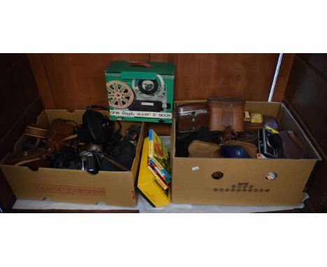 Cameras - Large collection of various vintage cameras, a cini Royal Super 8 film projector etc   Condition: 