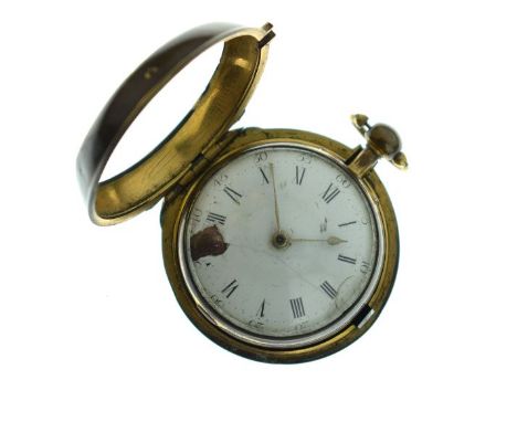 Richard Stone of Thame - Gilt metal pair cased pocket watch, the enamel dial with Roman numerals and gilt hands, signed movem