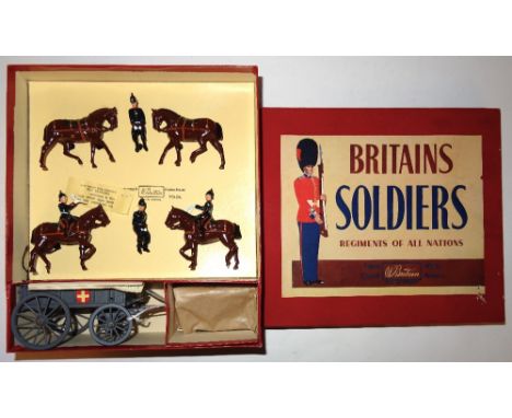 Britains set 145, Royal Army Medical Corps four horse Ambulance in original ROAN box (M, but very slight damage to lid and la