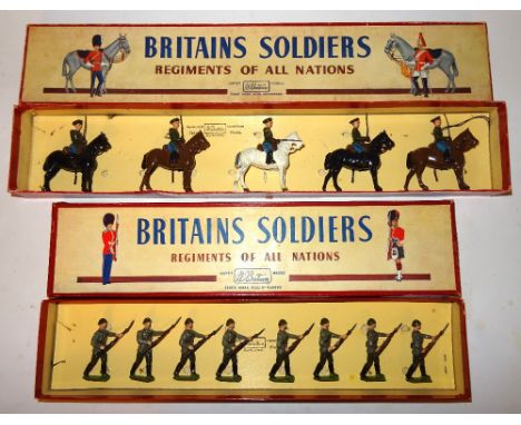 * Britains Red Army sets 2028, Cavalry and 2032, Infantry, in original ROAN boxes (VG-G, boxes G, 2032 three corners of lid s
