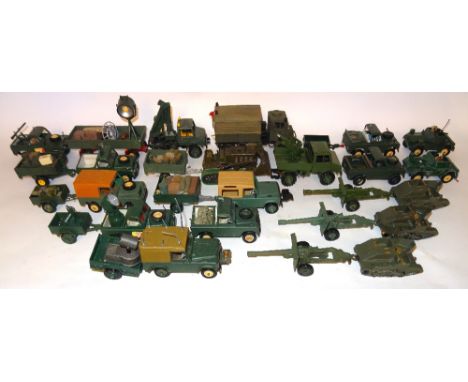 Britains British Army repainted and converted vehicles Britains: six scout cars, three anti-tank guns, thirteen Land Rovers, 