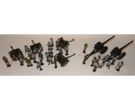 Toy Army Workshop: Working the Guns British Artillery, two 18pdr guns with limbers and two 4.7inch guns, with crew in shirtsl