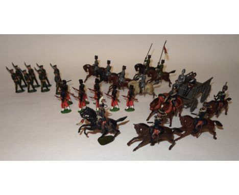 Britains set 146 RSC Supply Wagon collar harness (one seated man replaced), set 12, 11th Hussars, officer with throat plume (