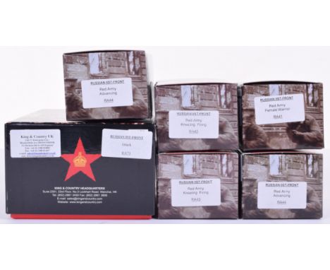 King and Country Russian 0ST-Front sets RA41 Red Army Female Warrior, RA43 Red Army Kneeling Firing (two), RA44 Red Army Adva