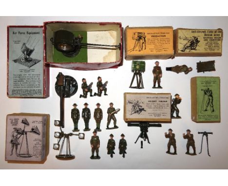 Britains AA Instruments and Gunners 1638 Sound Locator, 1639 Rangefinder, 1640 Searchlight, 1728 Predictor, 1729 Heightfinder