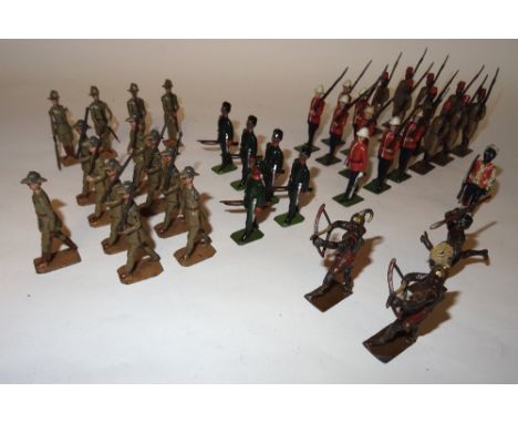 Britains Australian Infantry at the slope with officer and three at attention with officer, Kings African Rifles, Princess Pa