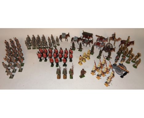 Britains and others British Empire fourteen Britains Fort Henry Guard at attention with two officers and a converted bugler (
