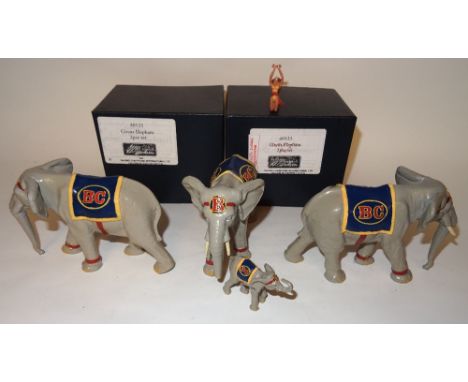 Britains Circus second series, three Elephants, baby elephant and female trapeze artist, set 40207 Victorian spectators (lady