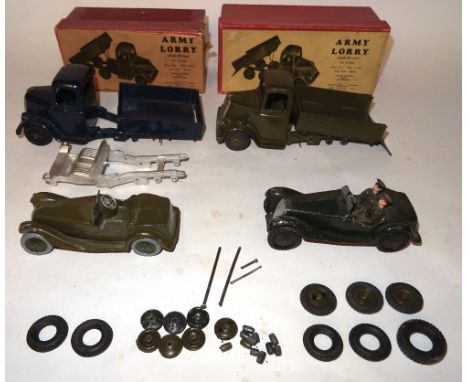 * Britains two sets 1448 Army Staff Car (one missing passengers) and two set 1335 Army six-wheel Lorry both missing rear four