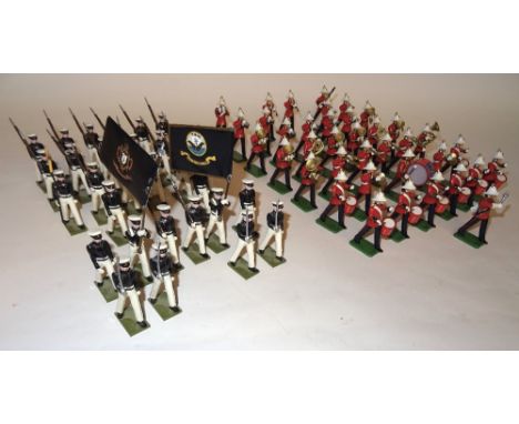 Britains set 40293, Royal Marine Light Infantry Band with additional figures to make a thirty-eight piece band (E, drum major