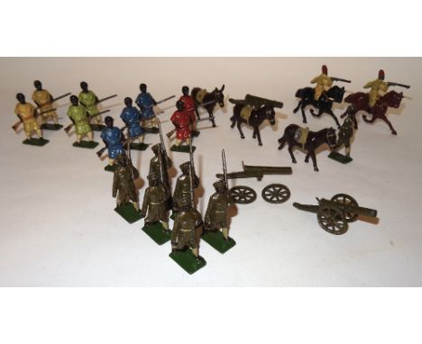Johillco Abyssinian Infantry, Artillery and Tribesmen six at the slope, three mules with handler, three guns, nine tribesmen 