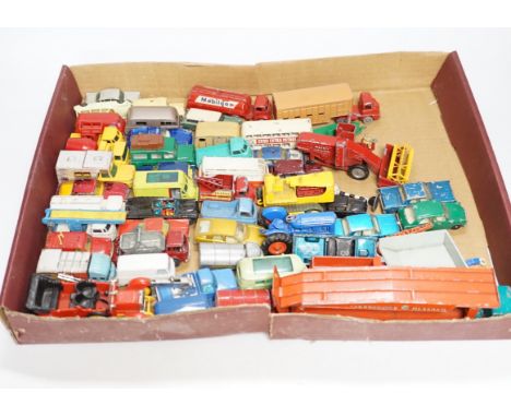 A collection of diecast vehicles by Corgi Toys, Dinky, Spot-On, Matchbox, etc. including 38, corgi toys; a Batmobile, a gold 