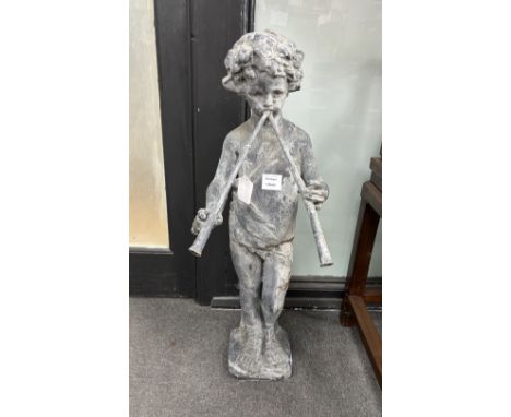 * * A lead model of a putti playing pipes, height 81cms Please note this lot attracts an additional import tax of 5% on the h