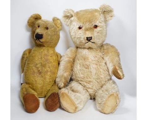 A Chiltern bear c.1950's, 55cm, tear to one velvet pad otherwise in good condition, and a 1930's bear, 50cm, repaired paw pad