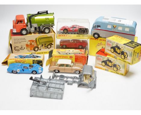 Eight boxed Dinky Toys including two (109) Gabriel Model T Fords, (987) ABC TV Mobile Control Room, (200) Matra 630, (116) Vo