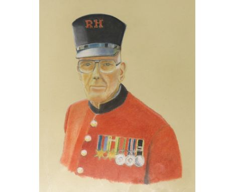 R. Muggeridge portrait of Sgt. Sam Weeks, watercolour on paper and a print after Nick Gilpin