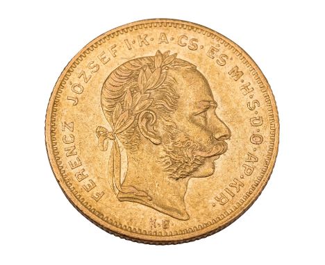 Österreich-Ungarn /GOLD - Franz Josef I. 8 Forint 1872 K-B ss-vz, Kratzer, ca. 6,45 g. Steuerbefreit nach § 25c UStG.| Austri