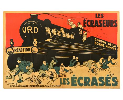 Set of 4 identical original vintage French propaganda posters.  The Crushers - Les Ecraseurs - Les Ecrases - featuring an ill
