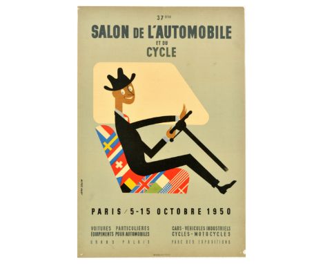 Original vintage advertising poster for 37eme Salon de l'Automobile et du Cycle / The 37th Automobile and Cycle show that too