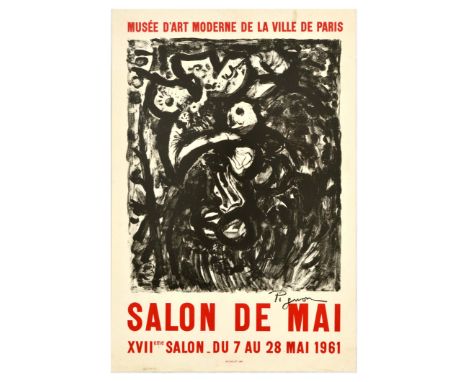 Original vintage advertising poster for Salon de Mai XVII Salon from 7 to 28 May 1961 at Musee d'Art Moderne de la Ville de P