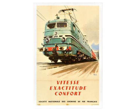 Original vintage travel advertising poster for the state owned French National Railways (SNCF Societe Nationale des Chemins d