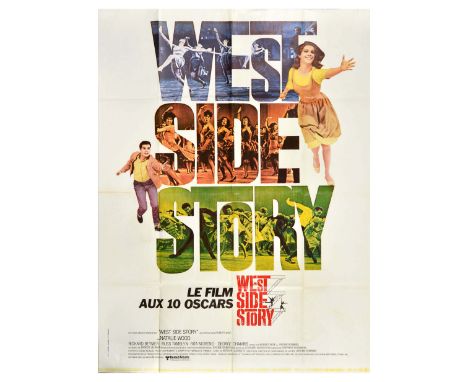 Original vintage movie poster for West Side Story, a 1961 musical directed by Jerome Robbins and Robert Wise and starring Nat