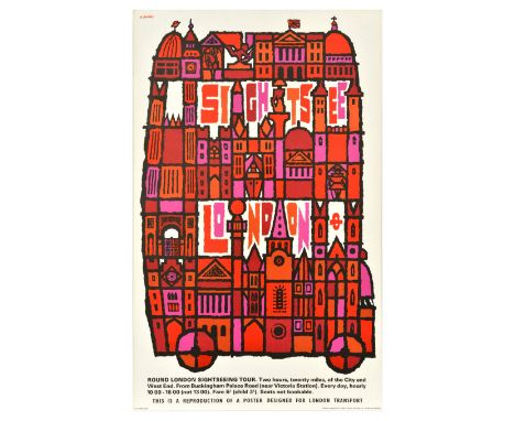Vintage travel poster by London Transport - Sightsee London - featuring a great design by the notable British graphic designe