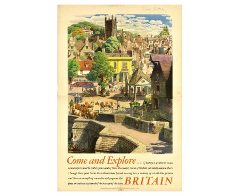 Original vintage travel poster - Come and Explore... Britain. If history is unwritten in stones, some chapters must be told i