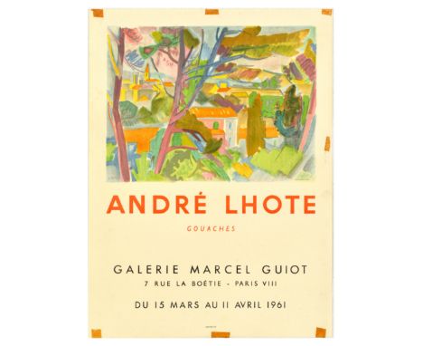 Original vintage advertising poster for Andre Lhote (French, 1885-1962)  Gouaches exhibition at Galerie Marcel Guiot from 15 