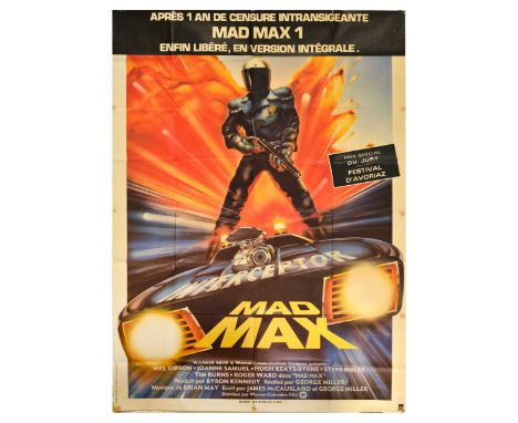 Original vintage movie poster for Mad Max, a 1979 science fiction film directed by George Miller, and starring Mel Gibson, Jo