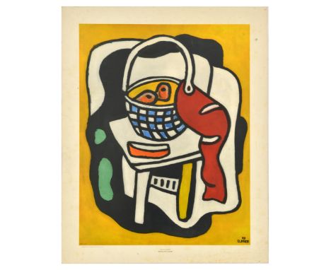 Original vintage art print poster titled The Blue Basket - Artwork by Fernand Leger (1881-1955) features abstract painting of