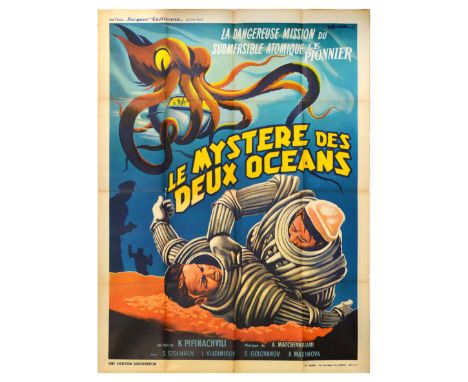 Original vintage movie poster for a Le Mystere des Deux Oceans / Tayna Dvukh Okeanov / The Secret Of Two Oceans, a 1957 Sovie