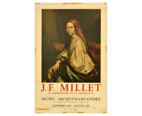 Original vintage advertising poster for J.F. Millet The portraitist and the draftsman artwork exhibition at Musee Jacquemart 