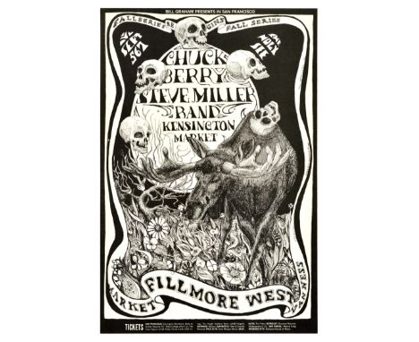 Original vintage music advertising poster Bill Graham presents in San Francisco Fall Series Chuck Berry, Steve Miller Band, K