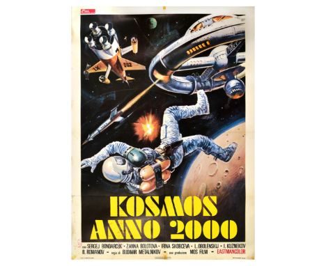 Original vintage movie poster for the Italian release of Kosmos Anno 2000 or Dr. Iven's Silence a 1974 Soviet Science Fiction