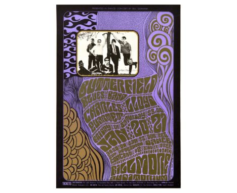 Original vintage music advertising poster for a dance concert by Bill Graham - Butterfield Blues Band and Charles Lloyd Quart